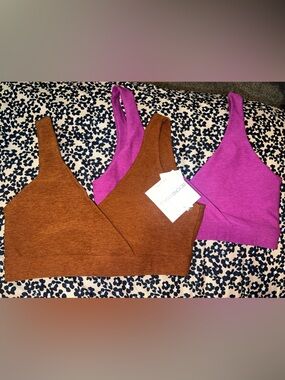 Beyond Yoga Rust & Magenta bralettes